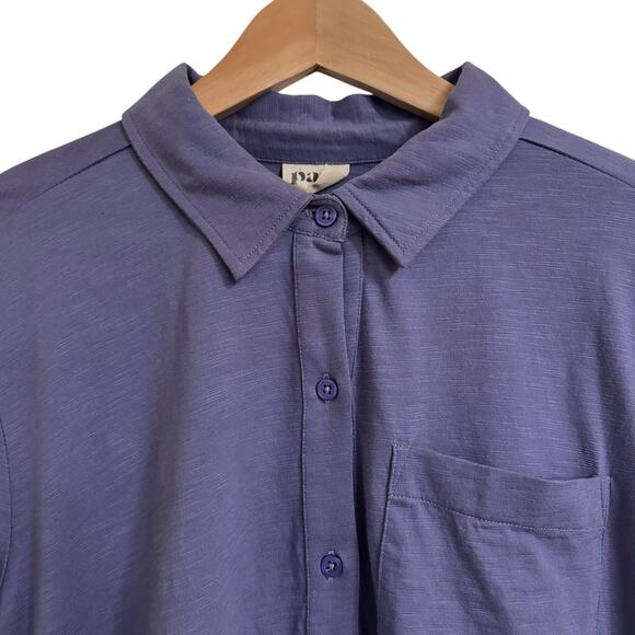 PACT Organic Cotton Button Down Shirt Sz XL Blue Purple - Picture 2 of 5